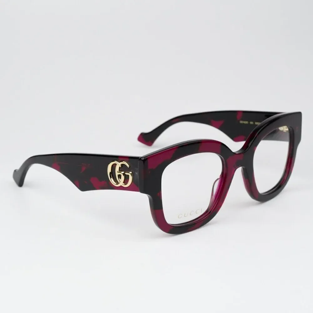 NEW Gucci GG1423O 003 Fuchsia Havana Women Square Eyeglasses GG 1423O